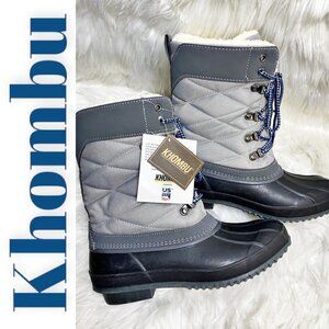 NWT KHOMBU ANNABEL Gray Thermolite Insulated Quilted Mid-Calf Snow Boots, Size 7